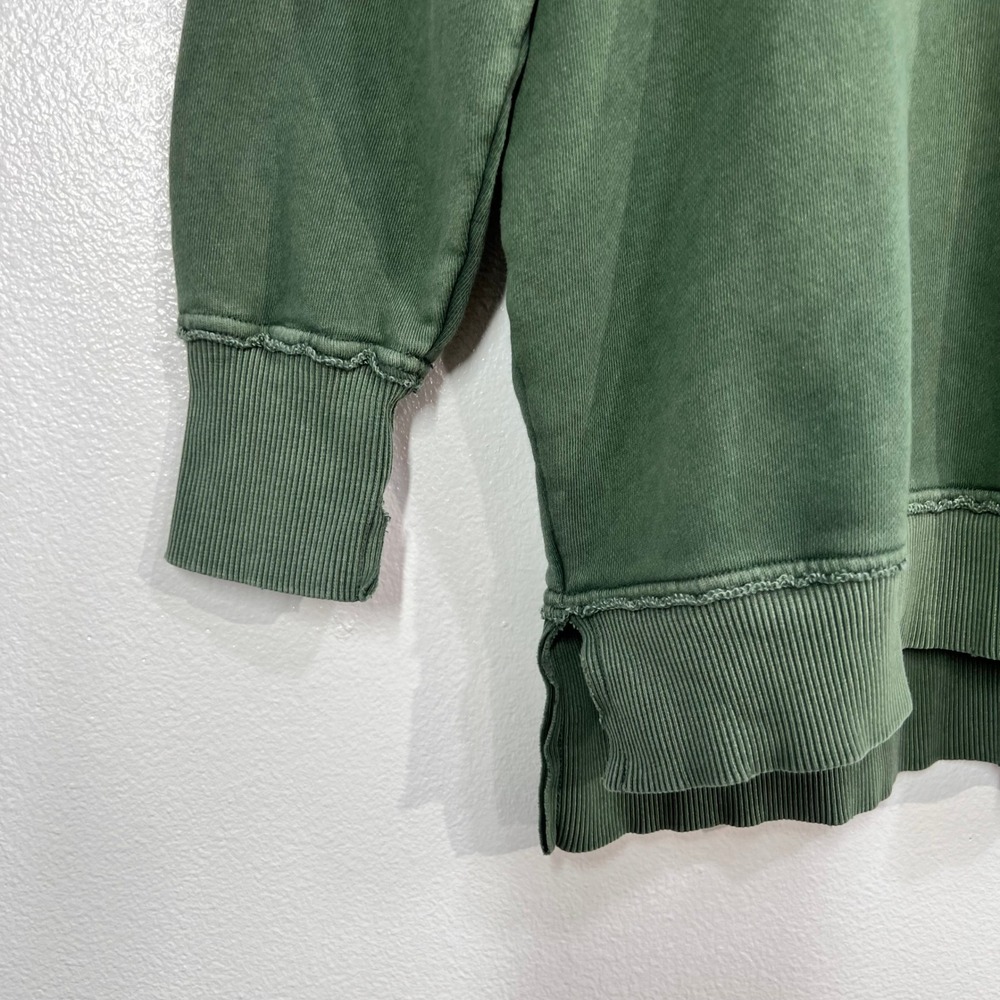 Aerie Distressed Oversized Sweatshirt Women's S/P Olive Green Crewneck Pullover - Picture 6 of 9